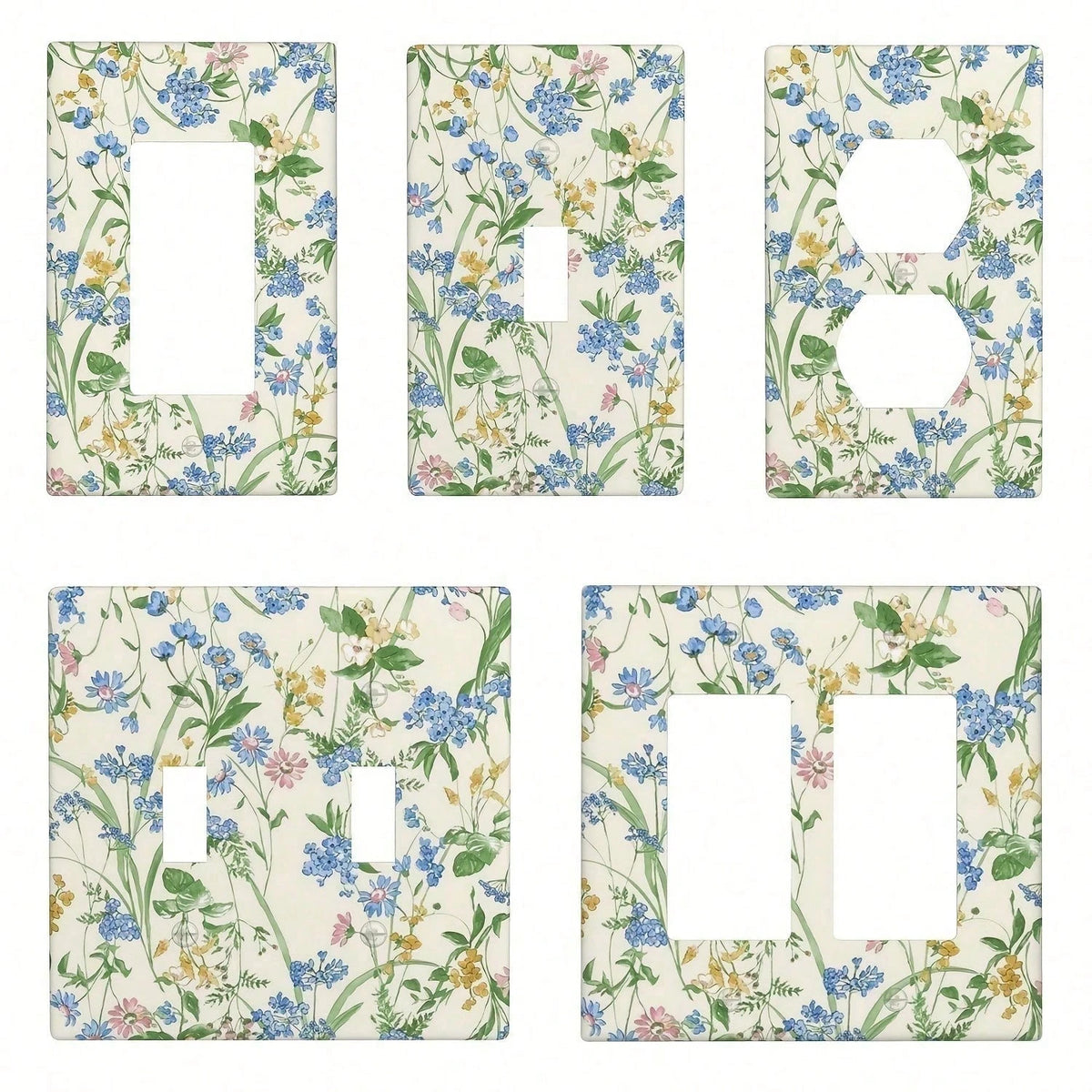 Retro French Floral-Themed Wall Panels, Five Types Of Reusable Decorative Socket Boards Are Available For Selection- Light Switch Cover Decorative
