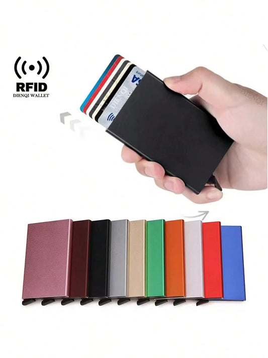 Rfid Bank Credit Card Holder Men Wallets Metal Wallet For Men Cardholder Case Minimalist Metal Case RFID Blocking Cardholder Aluminium Alloy Black Wallets Male Card Case Business Casual Fashion Wallet