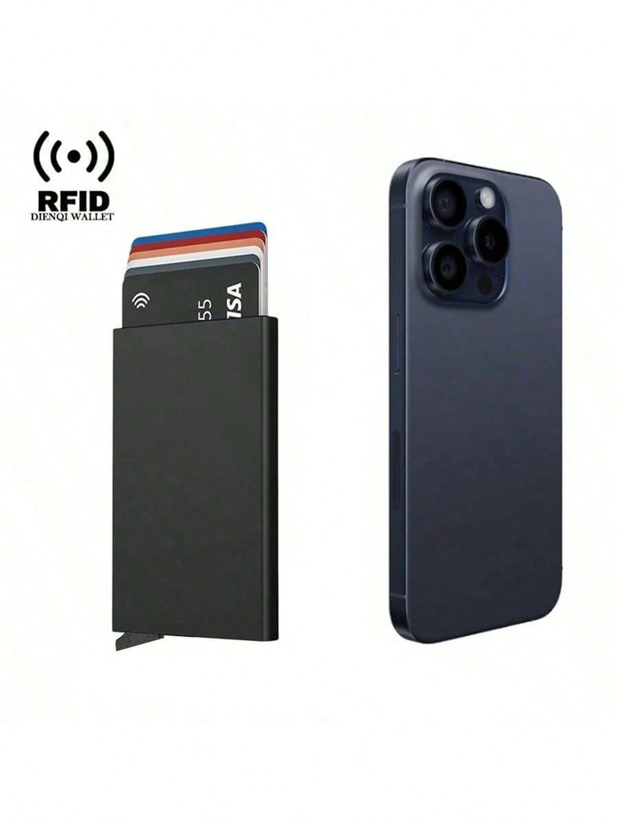 Rfid Bank Credit Card Holder Men Wallets Metal Wallet For Men Cardholder Case Minimalist Metal Case RFID Blocking Cardholder Aluminium Alloy Black Wallets Male Card Case Business Casual Fashion Wallet