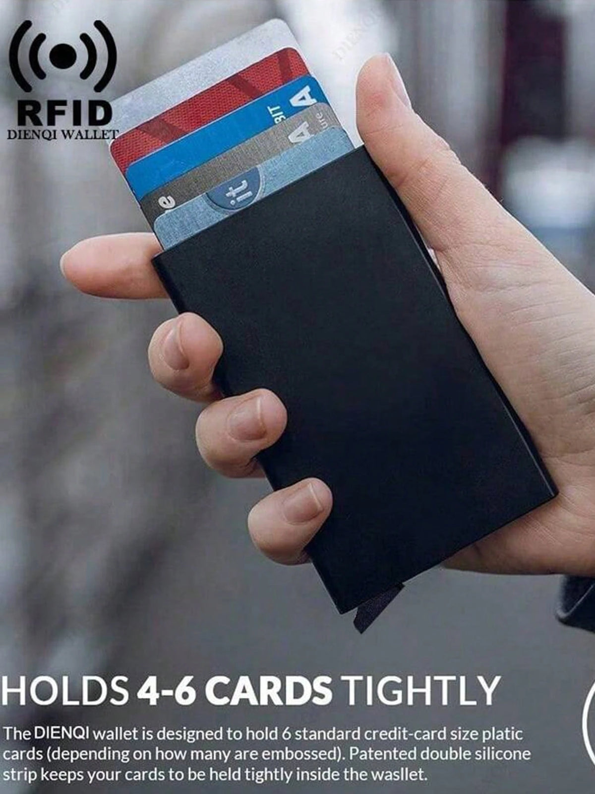 Rfid Bank Credit Card Holder Men Wallets Metal Wallet For Men Cardholder Case Minimalist Metal Case RFID Blocking Cardholder Aluminium Alloy Black Wallets Male Card Case Business Casual Fashion Wallet