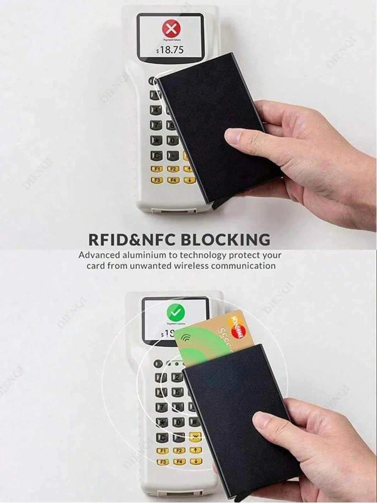Rfid Bank Credit Card Holder Men Wallets Metal Wallet For Men Cardholder Case Minimalist Metal Case RFID Blocking Cardholder Aluminium Alloy Black Wallets Male Card Case Business Casual Fashion Wallet