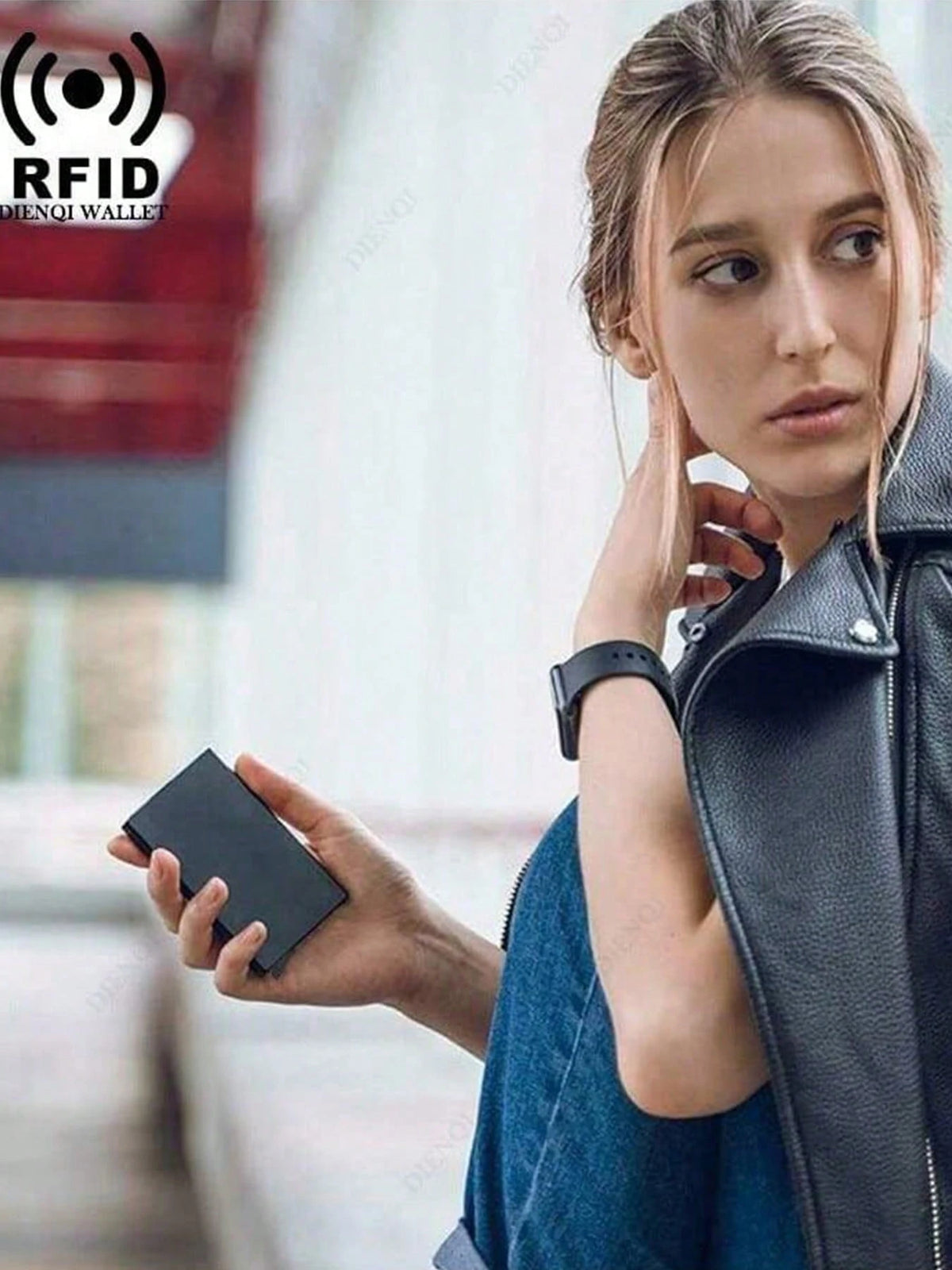 Rfid Bank Credit Card Holder Men Wallets Metal Wallet For Men Cardholder Case Minimalist Metal Case RFID Blocking Cardholder Aluminium Alloy Black Wallets Male Card Case Business Casual Fashion Wallet