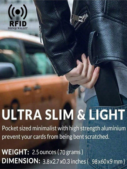Rfid Bank Credit Card Holder Men Wallets Metal Wallet For Men Cardholder Case Minimalist Metal Case RFID Blocking Cardholder Aluminium Alloy Black Wallets Male Card Case Business Casual Fashion Wallet
