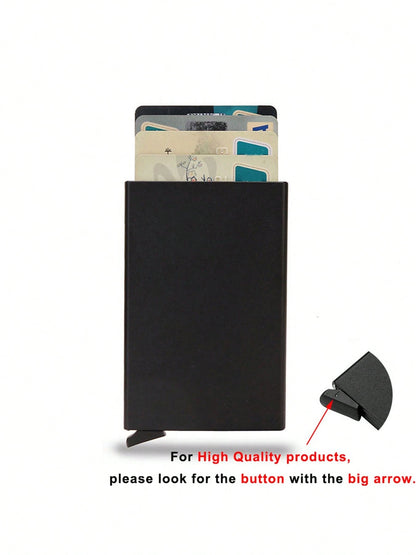 Rfid Bank Credit Card Holder Men Wallets Metal Wallet For Men Cardholder Case Minimalist Metal Case RFID Blocking Cardholder Aluminium Alloy Black Wallets Male Card Case Business Casual Fashion Wallet