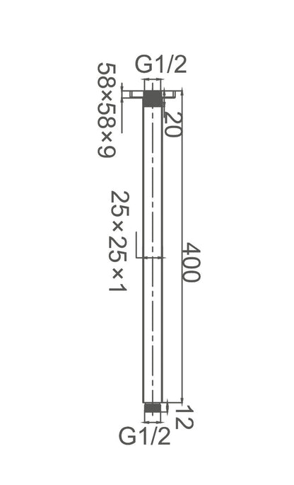 ROELEX Round Ceiling Dropper 400mm Brushed Brass Showers ECT