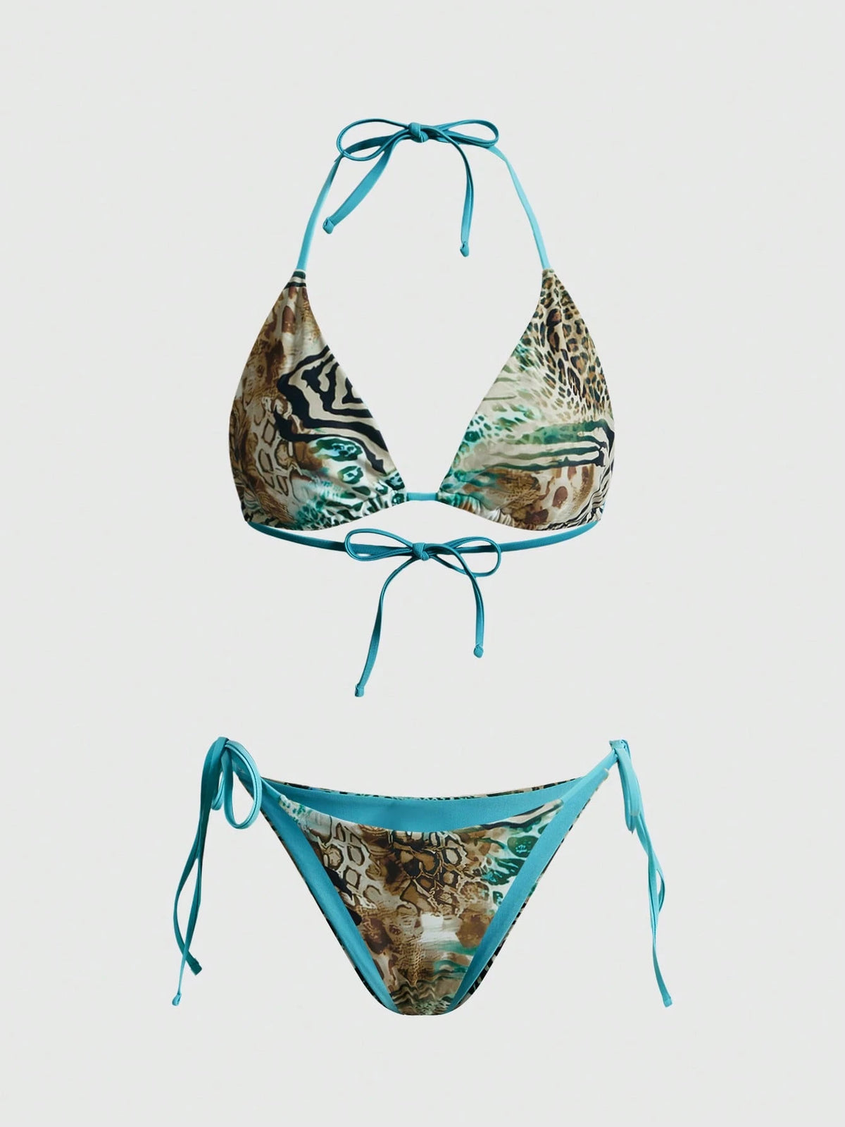 ROMWE Avant 2025 Sexy Vintage Leopard Print Pattern Bikini 2 Pieces Set For Women Vacation Beach Summer