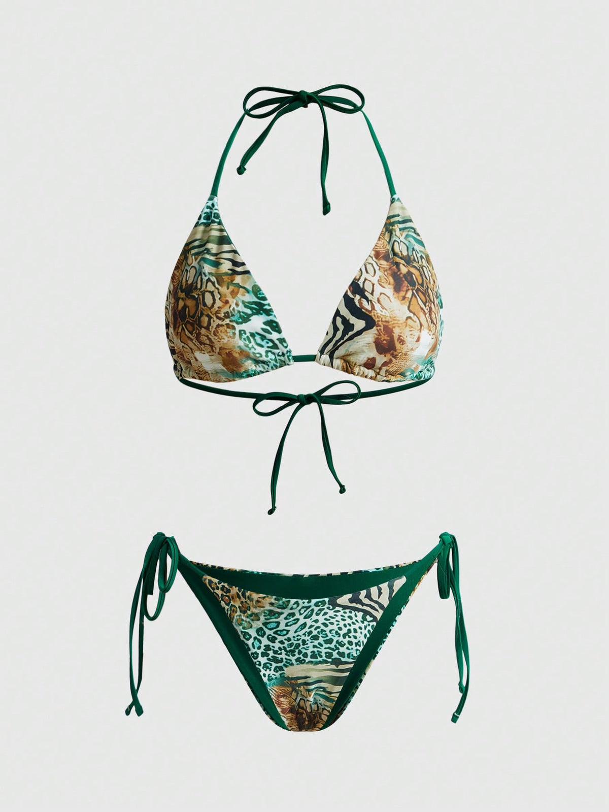 ROMWE Avant 2025 Sexy Vintage Leopard Print Pattern Bikini 2 Pieces Set For Women Vacation Beach Summer