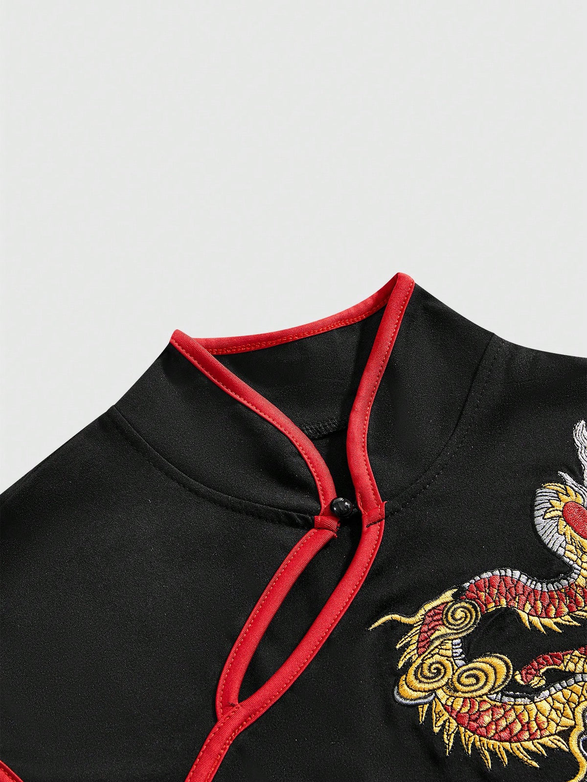 ROMWE Avant Spring/SummergraphicWomen's New Chinese Style Dragon Embroidery Chinese Painting Embroidery Pattern Improved Cheongsam Top