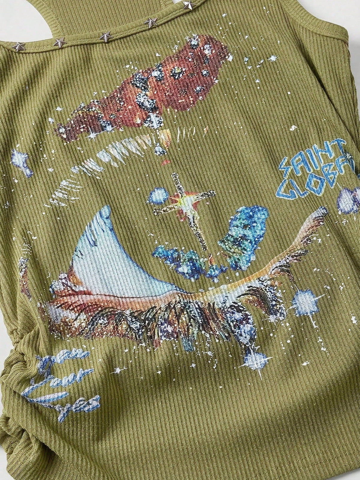 ROMWE Avant Women's Retro Baddie Unisex Streetwear Starry Sky & Rivet Print Tank Top