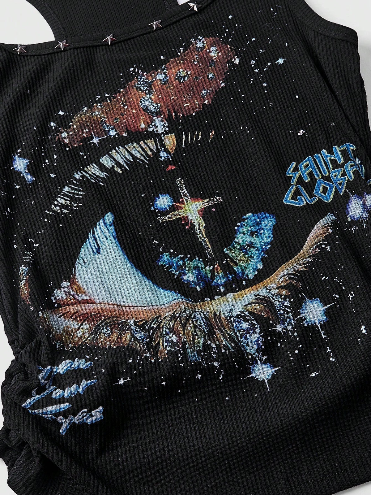 ROMWE Avant Women's Retro Baddie Unisex Streetwear Starry Sky & Rivet Print Tank Top