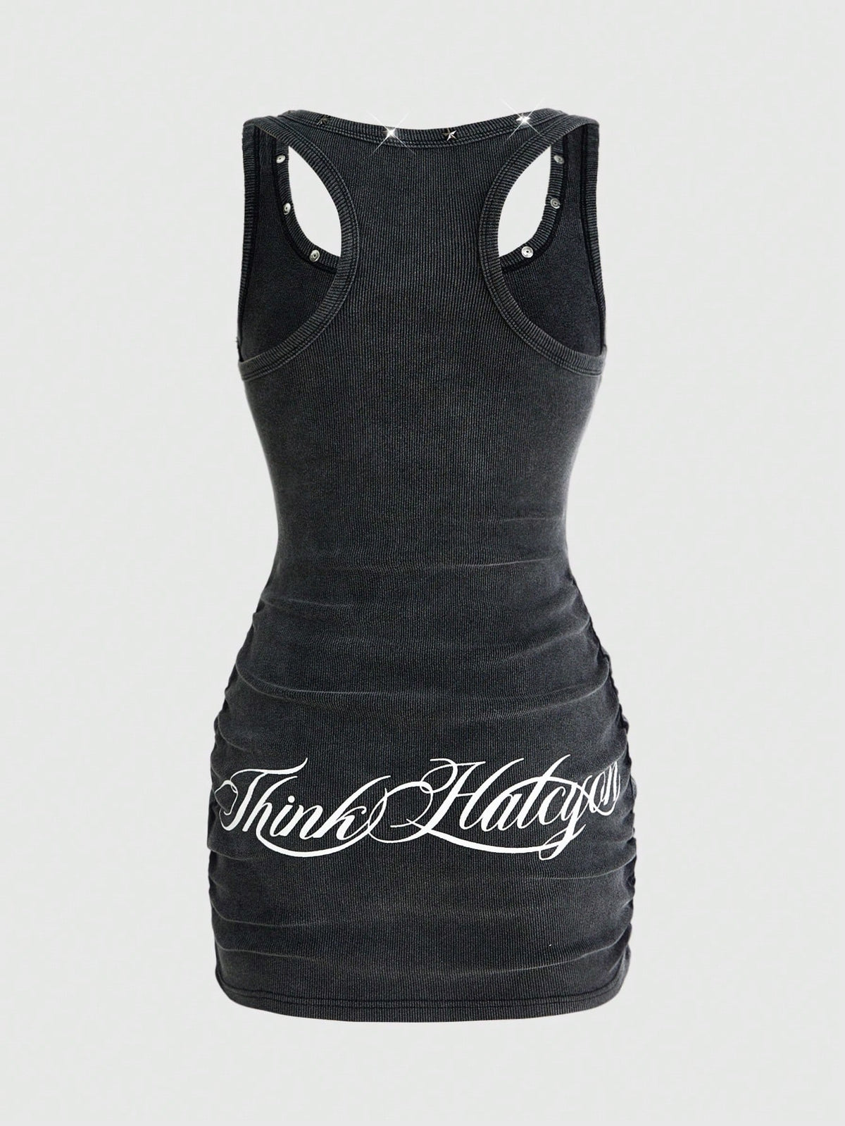 ROMWE Grunge Punk Women's Retro Baddie Unisex Streetwear Casual Star & Rivet Print Bodycon Mini Dress