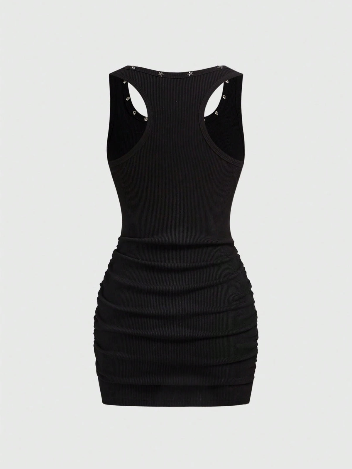 ROMWE Grunge Punk Women's Retro Baddie Unisex Streetwear Casual Star & Rivet Print Bodycon Mini Dress