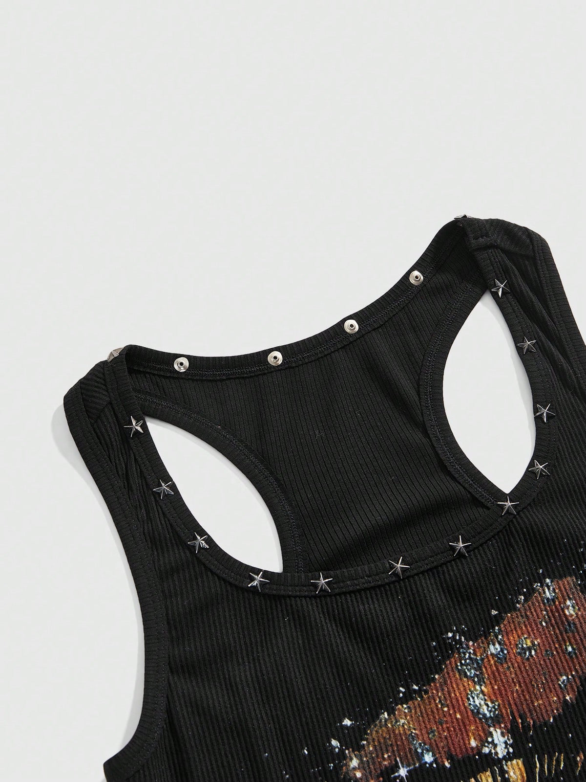 ROMWE Grunge Punk Women's Retro Baddie Unisex Streetwear Casual Star & Rivet Print Bodycon Mini Dress