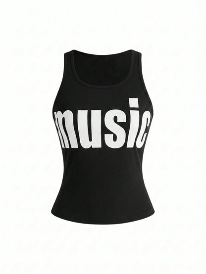 ROMWE Y2K Abby Letter Slogan Graphic Print Women Tank Top