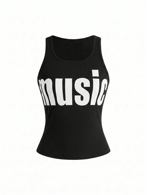 ROMWE Y2K Abby Letter Slogan Graphic Print Women Tank Top