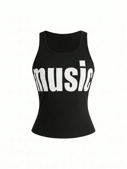 ROMWE Y2K Abby Letter Slogan Graphic Print Women Tank Top