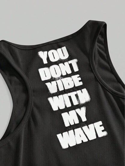 ROMWE Y2K Abby Letter Slogan Graphic Print Women Tank Top