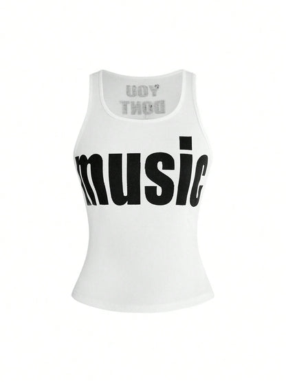 ROMWE Y2K Abby Letter Slogan Graphic Print Women Tank Top