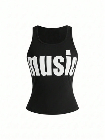 ROMWE Y2K Abby Letter Slogan Graphic Print Women Tank Top