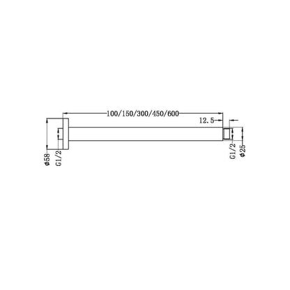 Round Ceiling Arm 150mm Graphite YSW503-150MM-GR Showers Nero