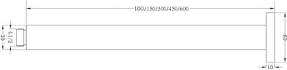 Round Ceiling Arm 300mm Brushed Nickel YSW503-300MM-BN Showers Nero