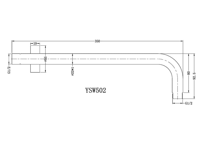 Round Shower Arm Brushed Bronze YSW502-BZ Showers Nero