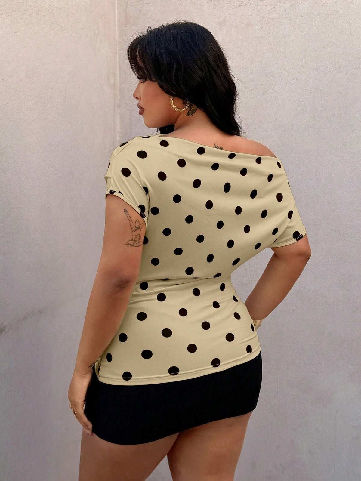 Rustia Plus Size Polka Dot Scoop Neck Sleeveless T-Shirt, Spring/Summer