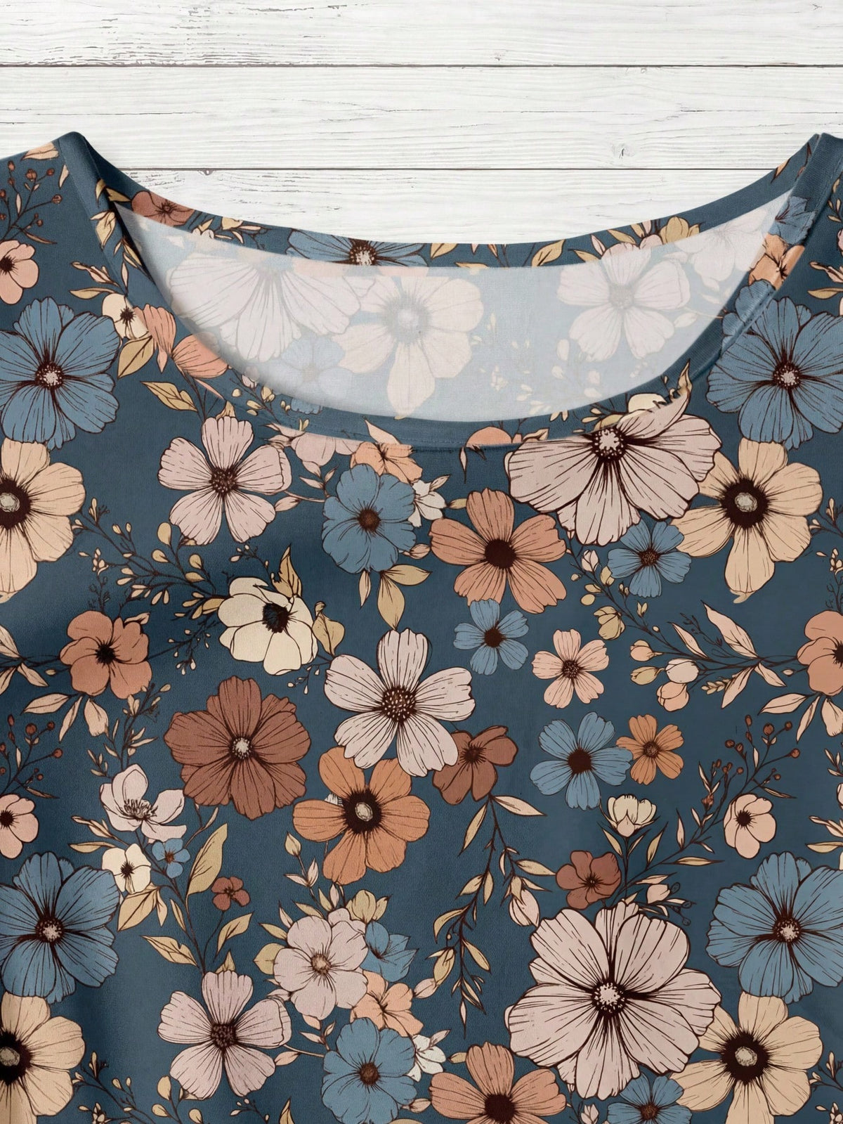 Rusticease Women's Casual V-Neck Cap Sleeve Loose Blouse, Retro Floral Print