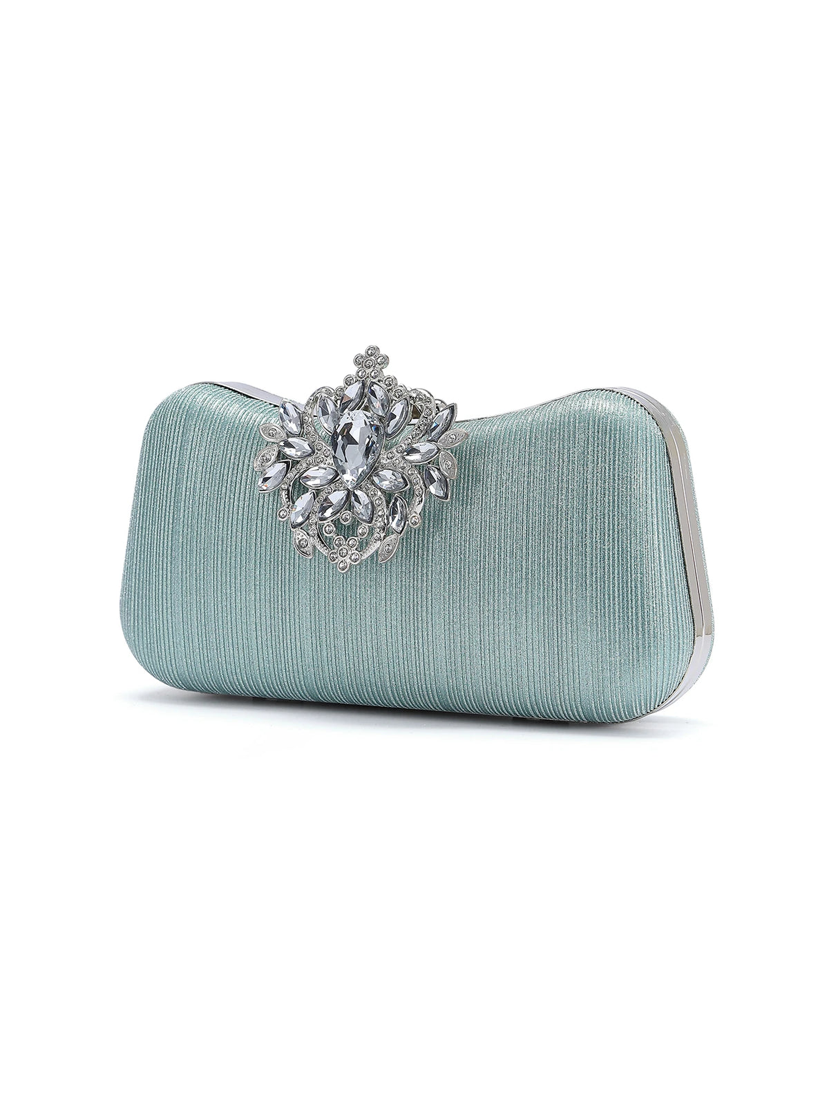 Rylithe 1pc Mint Green Glitter Luxury Crystal Elegant Evening Bag Rhinestone Clutch, Ideal Gift For Women Suitable For Party, Wedding, Banquet