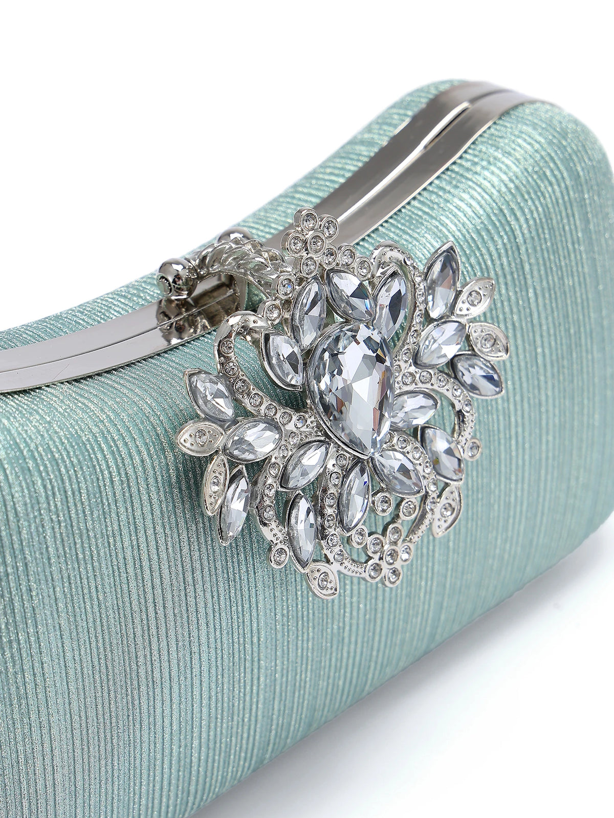 Rylithe 1pc Mint Green Glitter Luxury Crystal Elegant Evening Bag Rhinestone Clutch, Ideal Gift For Women Suitable For Party, Wedding, Banquet