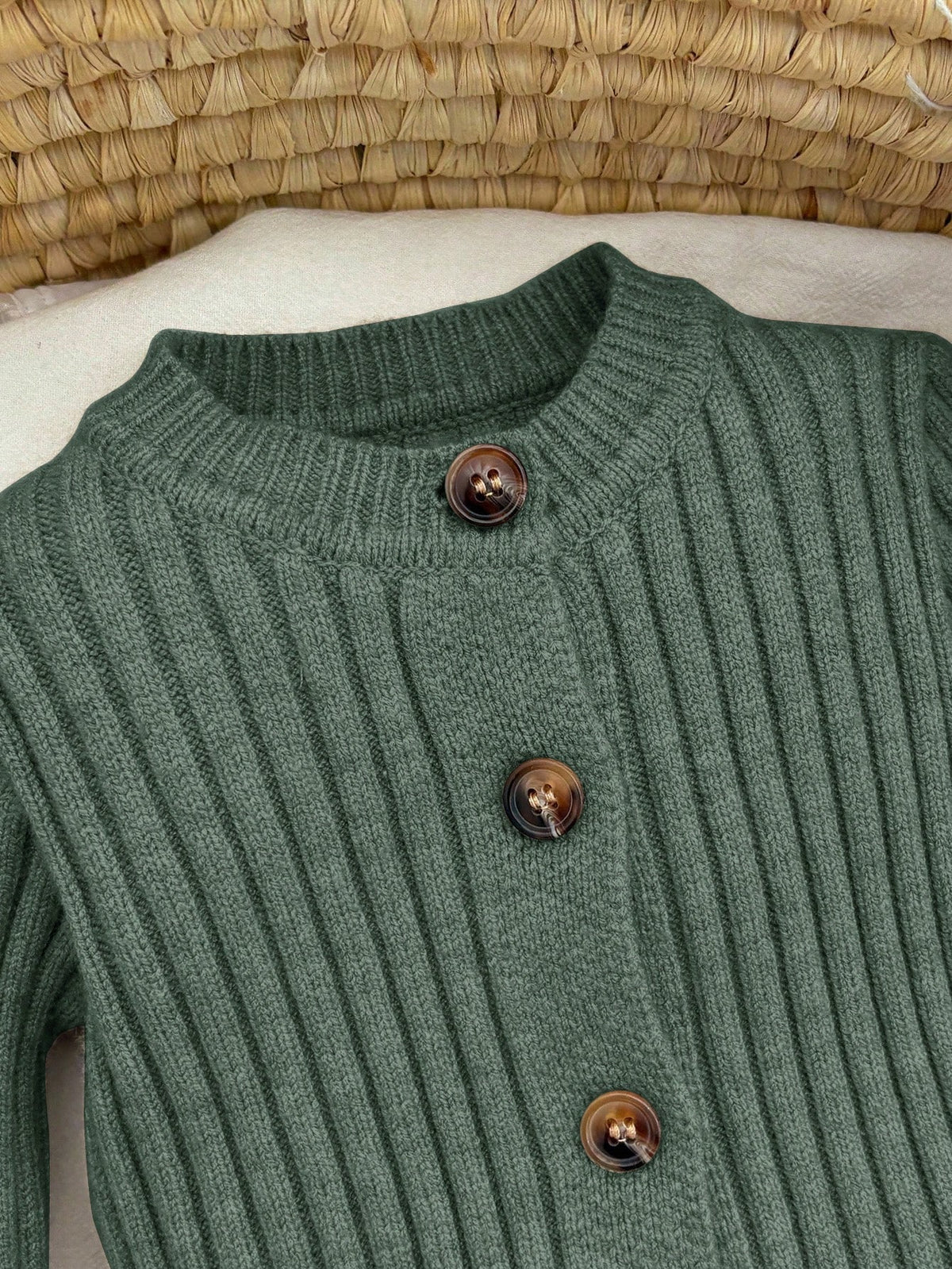 Sage Green Autumn Modest Newborn Baby Girl Boy Knitted Jumpsuit,Footie & Hat Set,Versatile Newborn Knit Outfit Photoshoot Sweater Romper Infant Gown