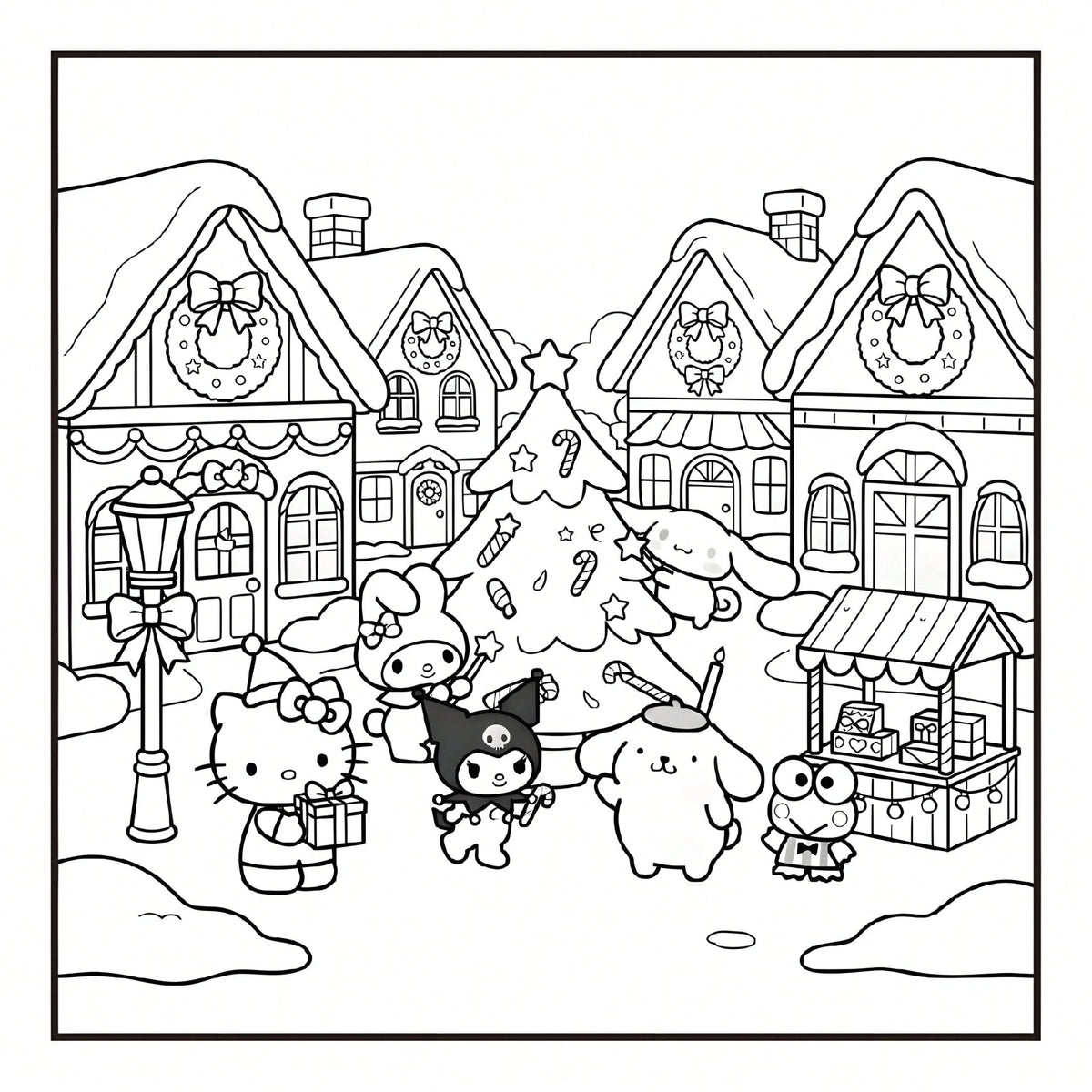 SANRIO MERRY CHRISTMAS: Cute Sanrio Characters Winter Christmas Coloring Book, 24 Pages All Ages Coloring Book, Suitable For Home And School, Ideal Christmas, Birthday, Back To School Gift, Comes With
