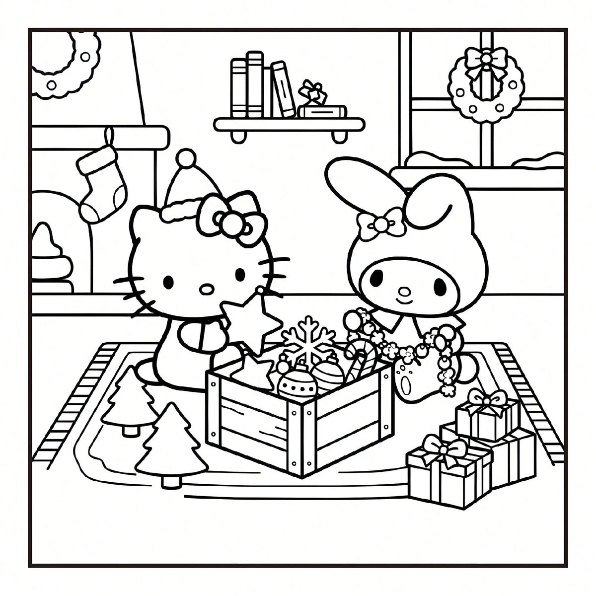 SANRIO MERRY CHRISTMAS: Cute Sanrio Characters Winter Christmas Coloring Book, 24 Pages All Ages Coloring Book, Suitable For Home And School, Ideal Christmas, Birthday, Back To School Gift, Comes With