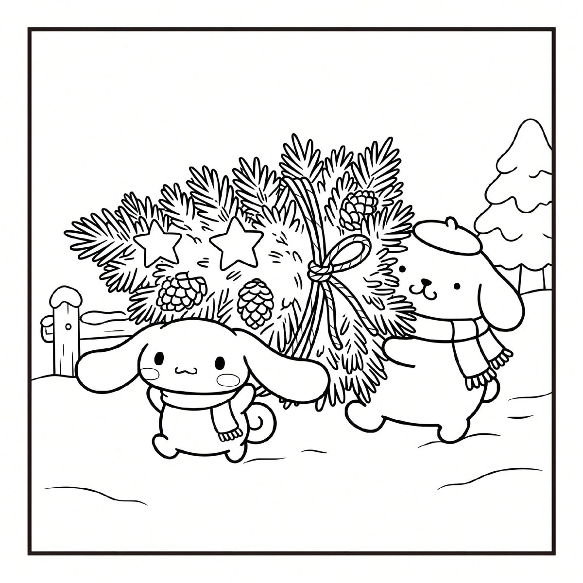 SANRIO MERRY CHRISTMAS: Cute Sanrio Characters Winter Christmas Coloring Book, 24 Pages All Ages Coloring Book, Suitable For Home And School, Ideal Christmas, Birthday, Back To School Gift, Comes With