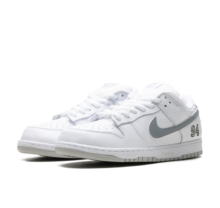 Nike SB Dunk Low "Supreme 94 White Metallic Silver"