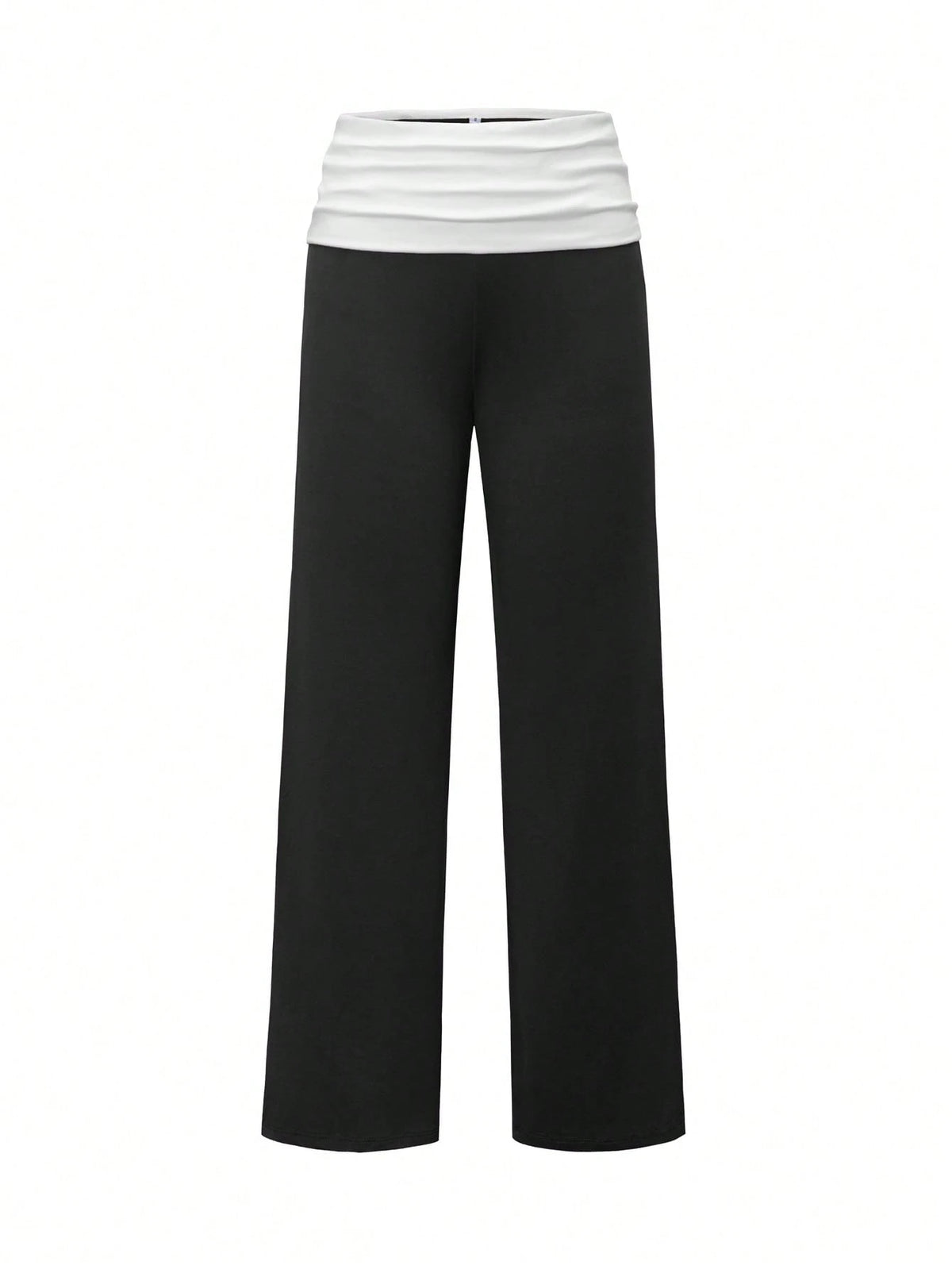 SCARLUX Summer & Autumn Y2K Women's Pure Black Flare Pants, Folded Low Waist Casual Long Pants, Suitable For Back To School Street Style