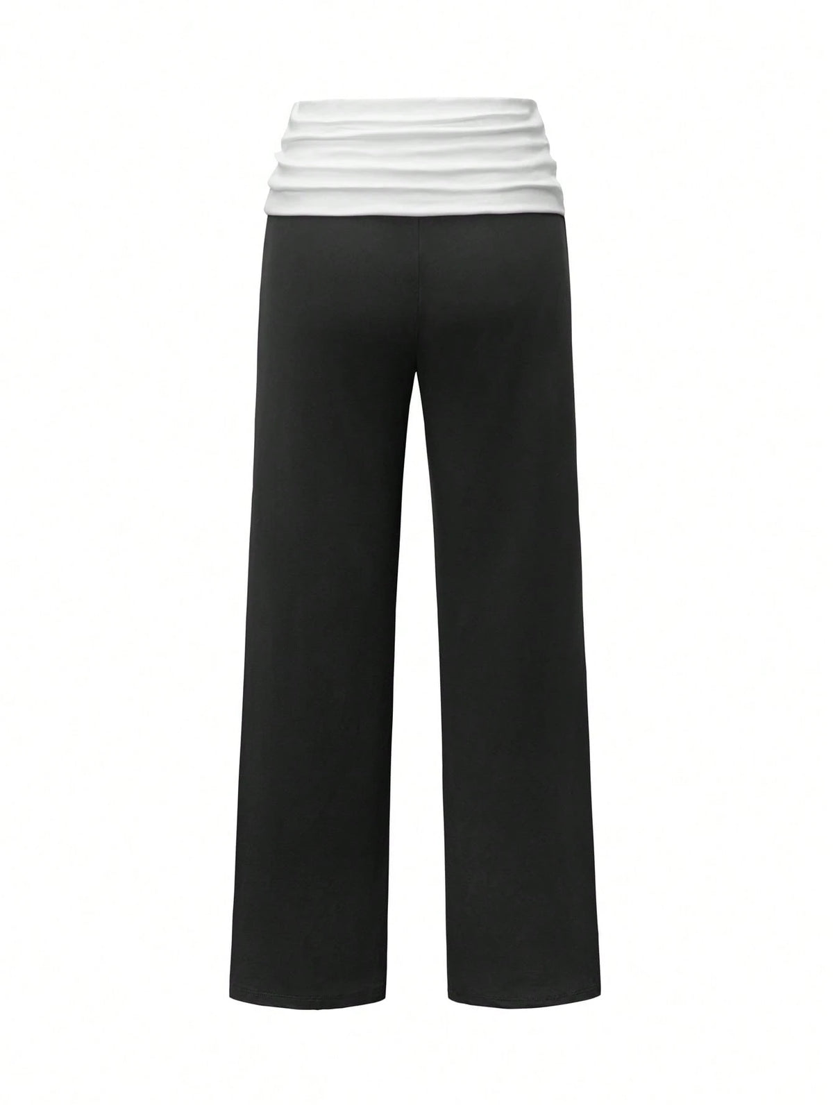 SCARLUX Summer & Autumn Y2K Women's Pure Black Flare Pants, Folded Low Waist Casual Long Pants, Suitable For Back To School Street Style
