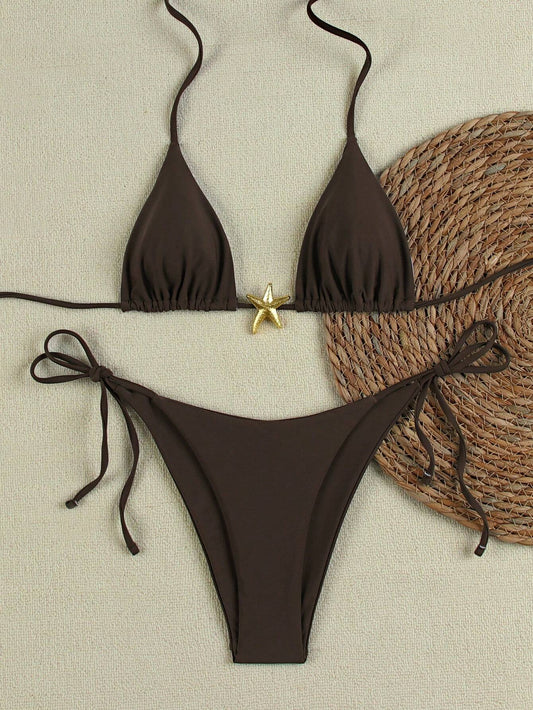 Sexy Starfish Print Bikini Swimsuit For Women, American Style Summer Spring 2026 Beach Holiday Women Vacation Outfits Women Going Out Top