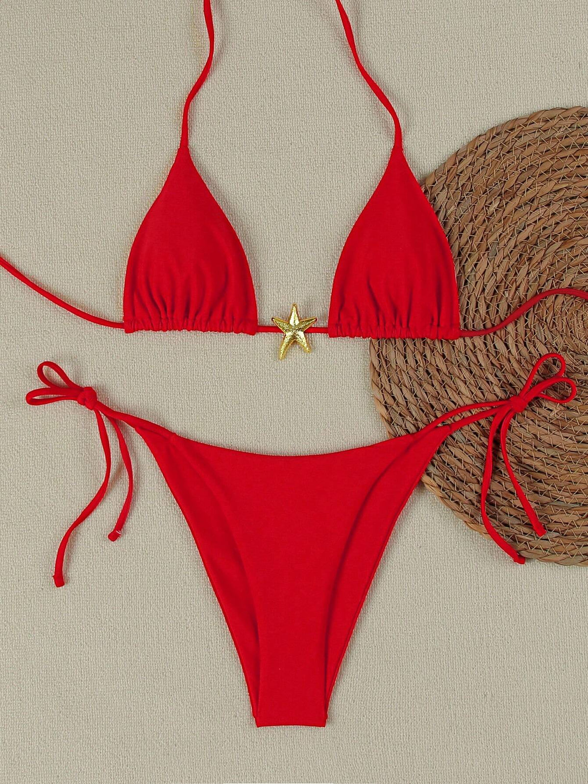 Sexy Starfish Print Bikini Swimsuit For Women, American Style Summer Spring 2026 Beach Holiday Women Vacation Outfits Women Going Out Top