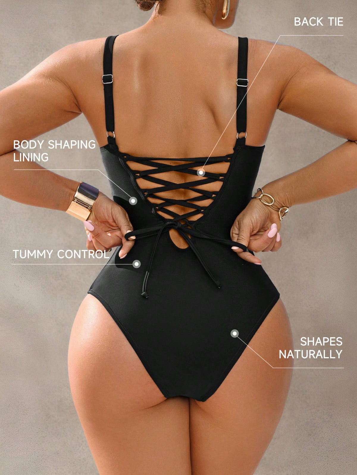 Shapewave 1pc Women's Tummy Control Push-Up Monokini One-Piece Swimsuit, Dark Blue Elegant Casual For Spring/Summer Vacation, Beach, Party, Music Festival