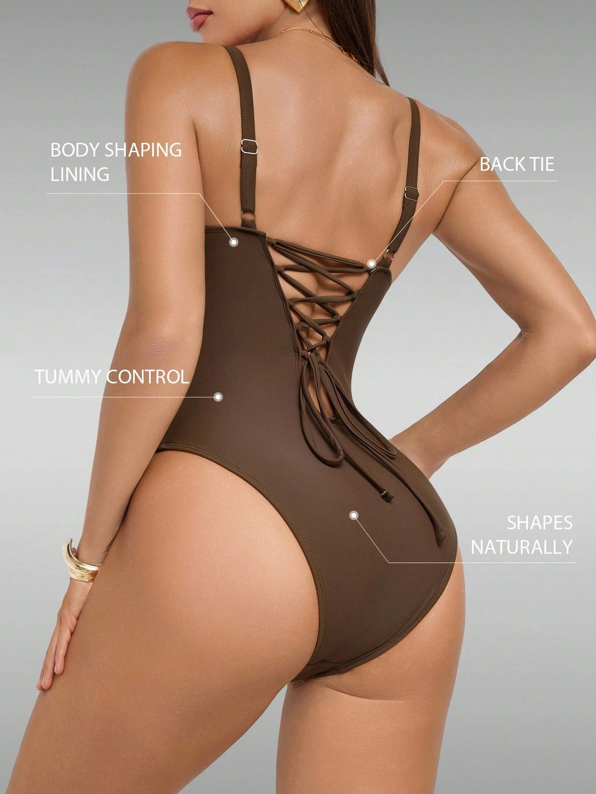 Shapewave Adjustable Strap Bandage One-Piece Swimsuit For Women, Sexy & Fashionable, Spring/Summer, Push Up Bodysuit, Bodysuit Tummy Control One-Piece Swimsuit