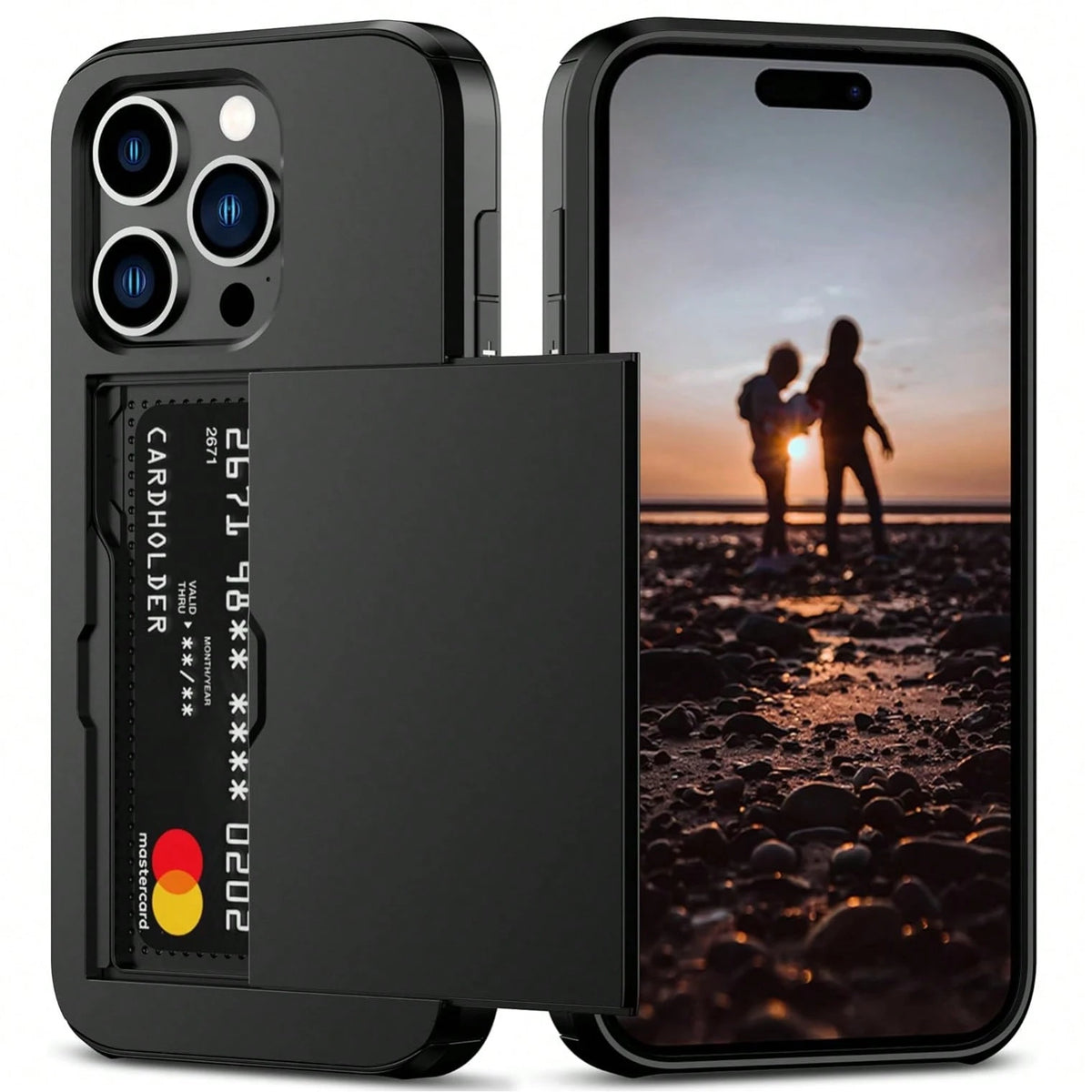 Shockproof 2-In-1 PC Card Holder Phone Case, Compatible With Apple 17 Pro Max 17 Pro 17e 16E 15 14 13 12 11, Galaxy S26 Ultra S25 Ultra A37 A57 A56 A55 A17 S25 FE A14 A15 A16 A26 A36 A35 A25, And P30