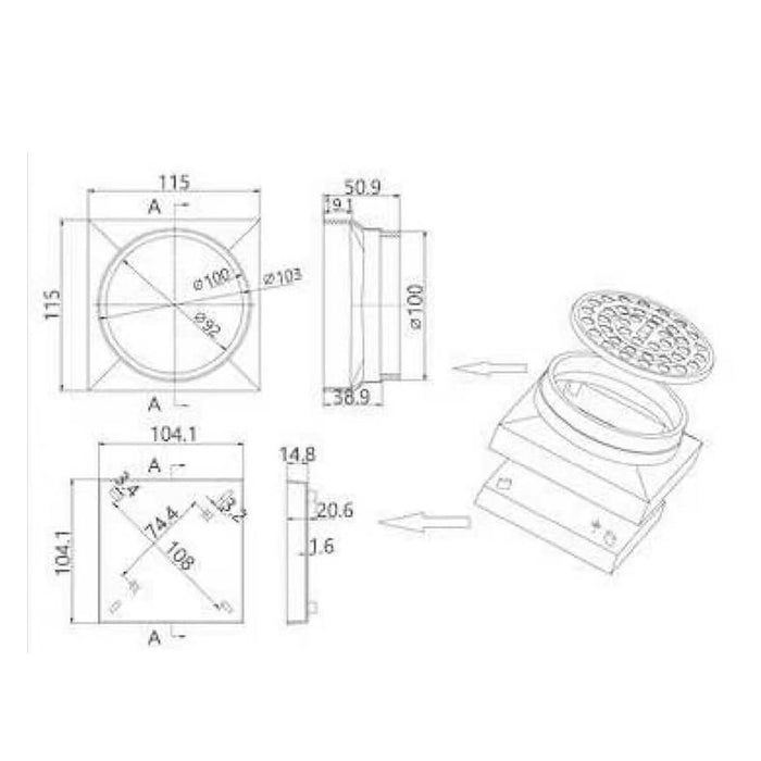 Shower Grate (Insert Tile) in Chrome - SC-SQ115 Accessories ECT