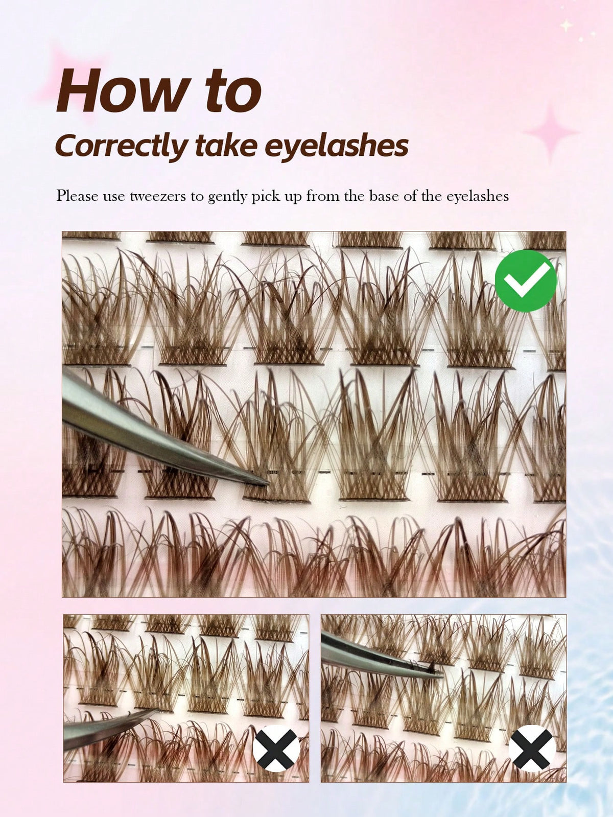 Sibeuna 96pcs Wet Brown Lash Clusters, Natural Curly Individual False Eyelash Clusters, D-Curl, 10-16mm Length, Dramatic Eyelash Clusters,Brown Lashes.