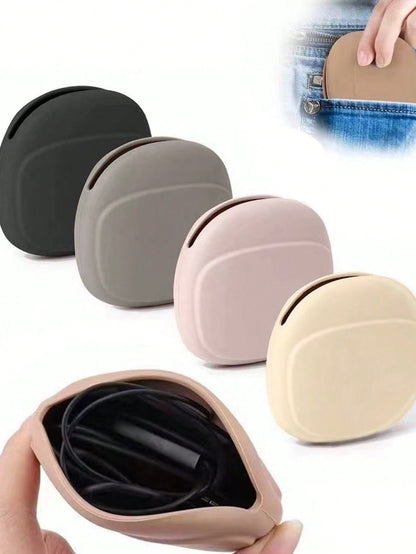 Silicone Earphone Storage Bag, Data Cable Charger Storage Box, Electronic Accessories Travel Storage Bag, Suitable For Chargers, Earbuds, Headsets, SD Memory Cards, Data Cables, Etc., Meeting Your Dai