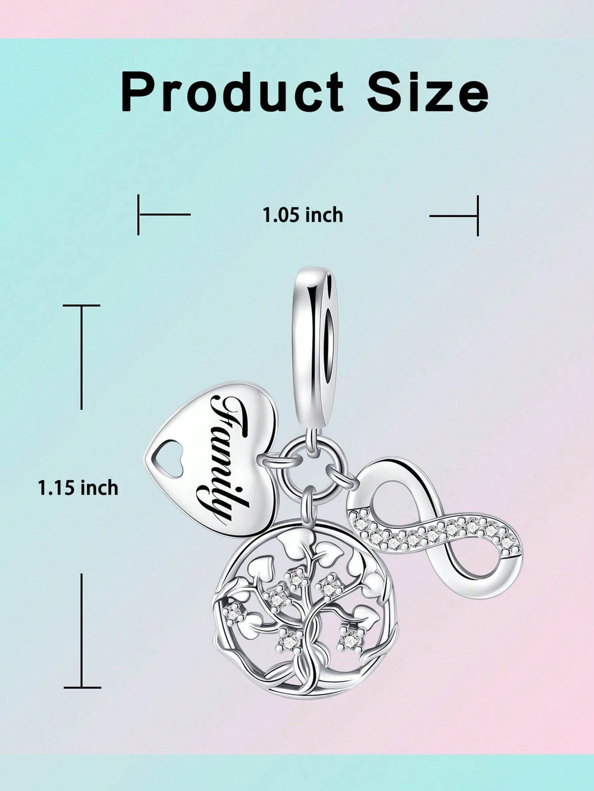 Silver Plated Tree Of Life Sphere Bead Pendant, Fits DIY Bracelet Necklace, Heart Detail Women Jewelry Charm, Holiday Gift For Mom Wife Family Friends