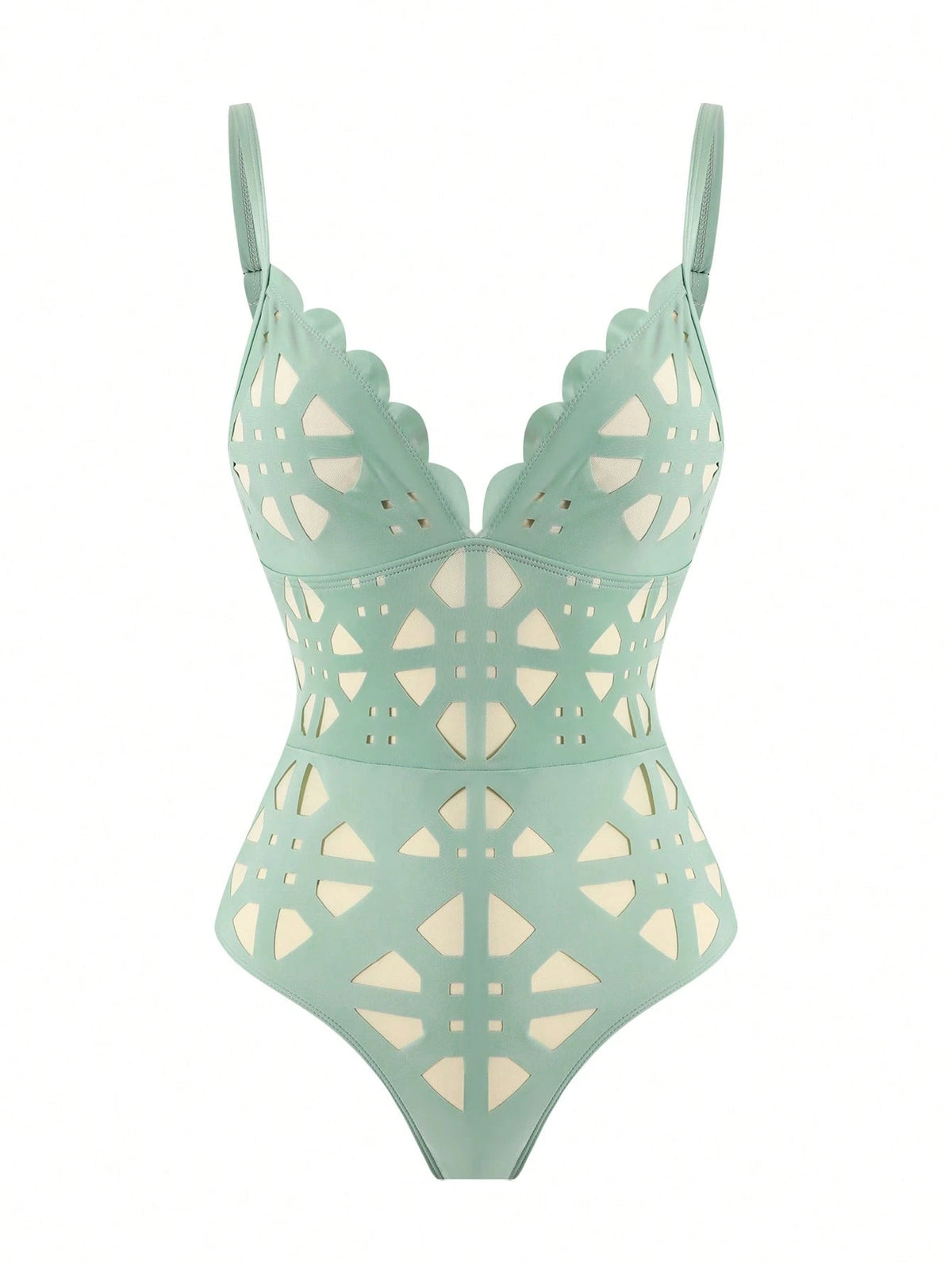 Sirith Summer New Shoulder Strap Black Laser Cutout Hollow See-Through Sexy Women's One-Piece Swimsuit Dress Set High-End Fashion One-Piece Set