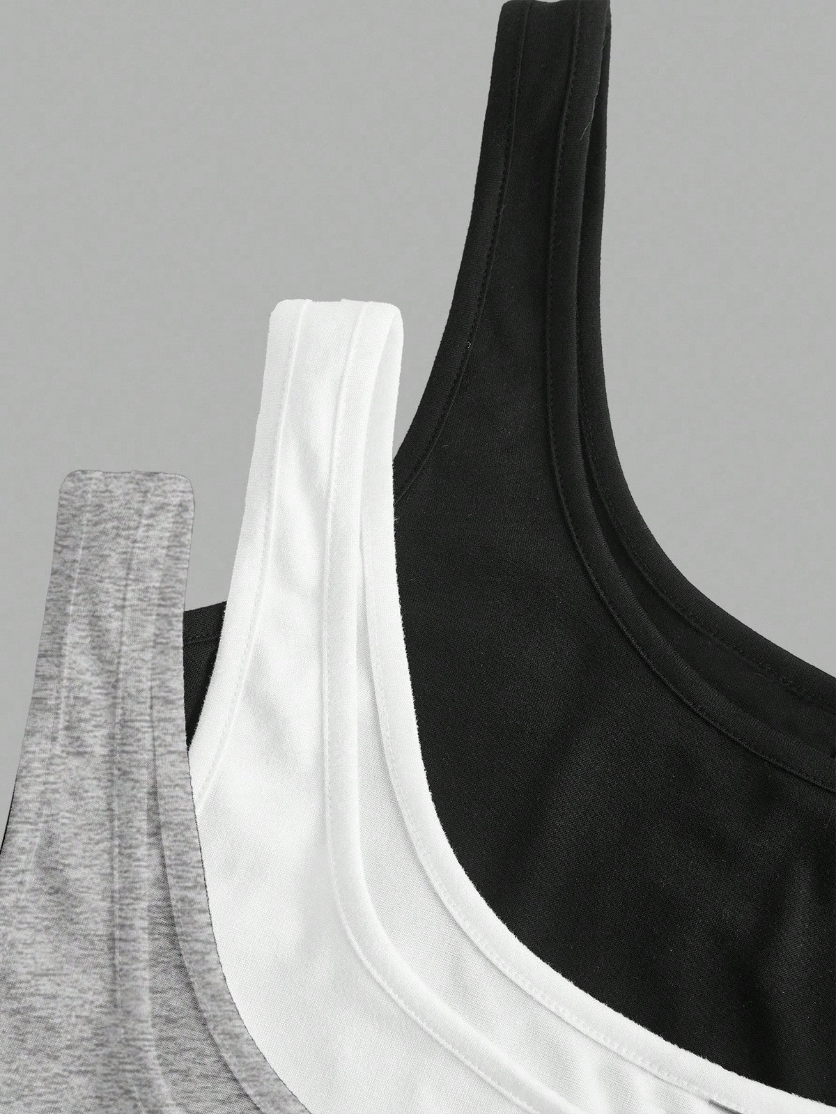 Slaydiva 3pcs Women Casual Scoop Neck Ruched Waist Bodycon Tank Top Set, Versatile For Daily Wear