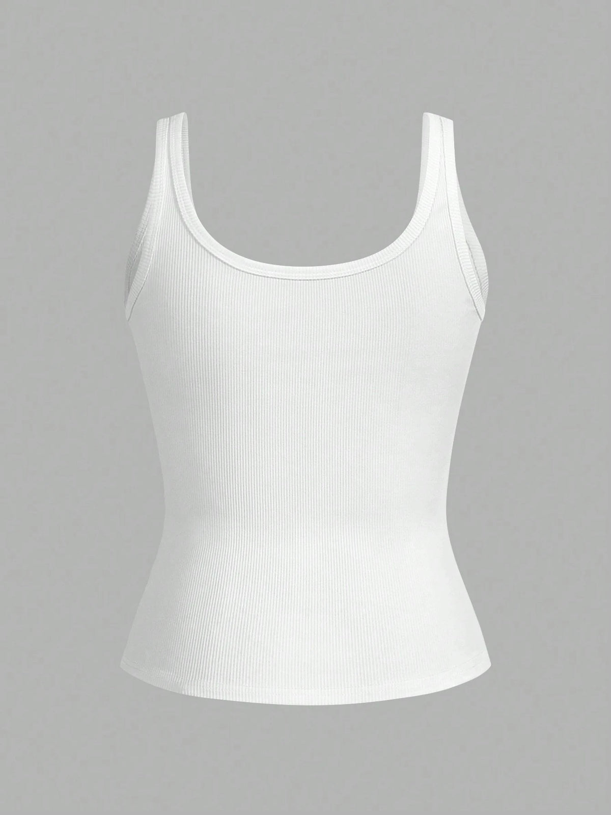 Slaydiva Casual All-Match White Cami Top With Deep U-Neck And Racerback