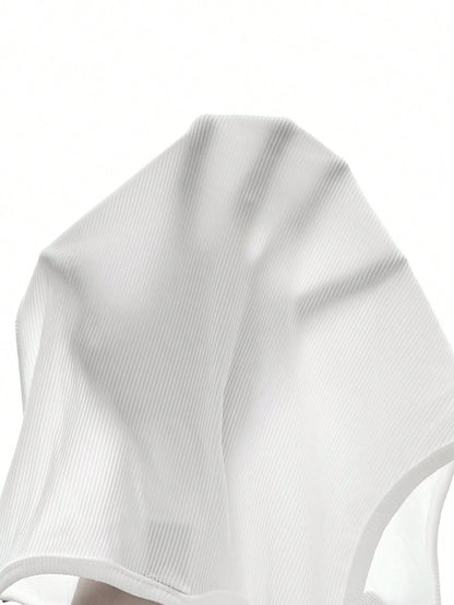 Slaydiva Casual All-Match White Cami Top With Deep U-Neck And Racerback